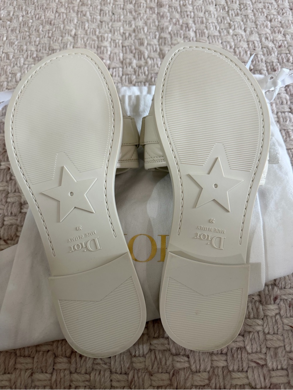 Dior Cream Quilted Leather Slide Sandals - Picture 5 of 5